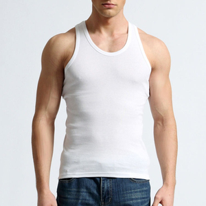Best quality Sleeveless Tank Top <b>Men's</b> Fitness <b>Vest</b> Stringers <b>Gym</b> Wear <b>Men</b> Singlet 100 Cotton Basic Tank Top - Product Image 3