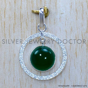 Colgantes de Plata de Ley 925 con Piedra de Ónix Verde, Ligeros, Hechos a Mano, Estilo Bohemio, Joyería Certificada por Terceros, Venta al por Mayor - Product Image 2