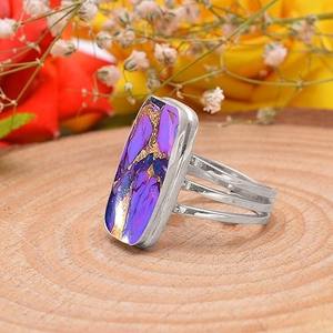 Bague de mode à la main violet Turquoise 925 argent Sterling massif naturel violet Turquoise 925 estampillé bague à la main bijoux - Product Image 3
