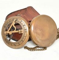 Antique Vintage Sundial Compass Handcrafted Brass Pocket Sun Dial Unique Steampunk Bronze Anniversary Gift for Men