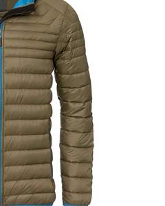 Chaqueta Ligera de Plumón Verde Oliva para Hombre con Capucha Azul, Chaqueta Casual con Cremallera Cortavientos para Invierno al Aire Libre - Product Image 2