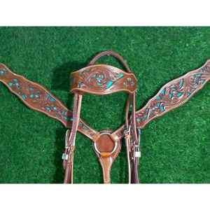 Ensemble de taquets de cheval usinés à la main plaque de poitrine en cuir véritable léger équipements saisonniers de débarrasser les chevaux - Product Image 1