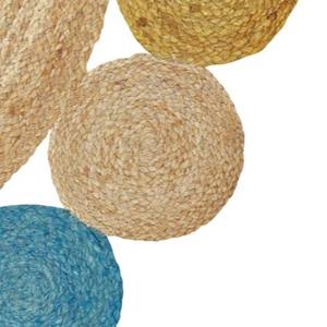 Handmade Natural Jute Round Floor <b>Rug</b> with Colorful Felt Ball Border Eco Friendly <b>Boho</b> Living Room Bedroom Home Floor Mat Decor - Product Image 2