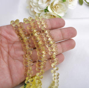 สร้อยคอพลอยเลมอนควอตซ์ทรงหยดน้ำเจียระไน 8 นิ้ว พลอยธรรมชาติ คุณภาพสูง รูปทรงเม็ดลูกปัด สำหรับทำเครื่องประดับชั้นดี - Product Image 6