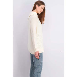 Maglione Invernale Asimmetrico da Donna Charter Club con Collo a Contrasto e Cuciture Patchwork, Taglia Grande Naturale - Product Image 3