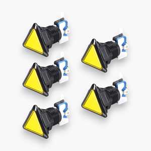 Lot de 5 boutons poussoirs triangulaires d'arcade avec éclairage LED et micro-interrupteur à actionnement momentané, 12V CC, en plastique et métal - Product Image 2