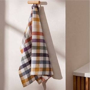 Bonito patrón a cuadros multicolor 100% algodón orgánico GOTS certificado aceite antiadherente hogar colorido toalla de cocina para adultos - Product Image 1