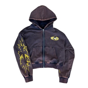 Nouveau design personnalisé, sweat-shirt 100% coton, poids lourd, 500 GSM, impression sérigraphique, sweat-shirt à capuche, lavage à l'acide, fermeture éclair, pour hommes - Product Image 1