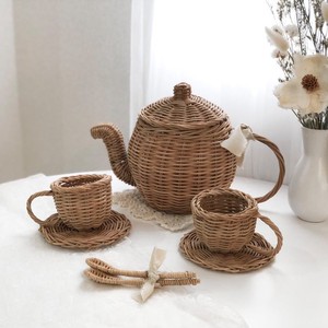 Hot New Coming Products Nontoxic Wooden <b>Teapot</b> <b>Sets</b> Toy Premium Rattan Kids <b>Set</b> of Tea Toys - Product Image 2