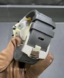 Reloj de Lujo para Hombre con Incrustaciones de Moissanita, Diamantes Brillantes, Caja Rectangular de Acero Inoxidable, Colección Hip Hop Antigua - Product Image 5