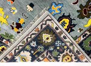 พรมผ้าวูลคอตตอนผ้าขนแกะสีกรมท่าผ้าคอตตอนลายแอบสแตรกสีสันสดใสทันสมัยทำด้วยมือสำหรับพื้นที่นั่งเล่นไม่ลื่นเป็นมิตรกับสัตว์เลี้ยง - Product Image 3