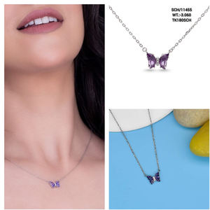 ของขวัญคริสต์มาสพลอยควอตซ์สีม่วง925ผีเสื้อจี้เงินแท้18 "สร้อยคอเงินสำหรับเพื่อนเจ้าสาวสไตล์โมเดิร์น - Product Image 6
