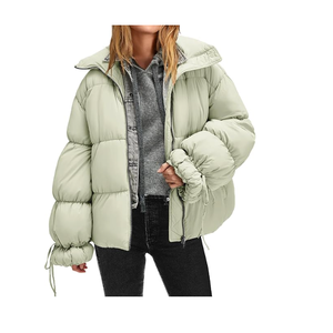 Personalizable de alta calidad de las mujeres de invierno cálido Zip-Up calentado abajo abrigo hinchado corto acolchado Puffy chaquetas para entretenimiento deportivo - Product Image 6