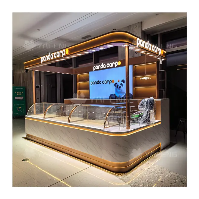 Muebles de madera de moda Tienda de postres Mostrador Tienda de helados Diseño de interiores para helado