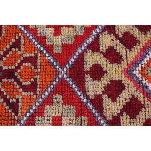 Vintage Turkish Rug, 3x12 ft Herki Rug, <b>Red</b> <b>Runner</b> Check Rug - Product Image 5