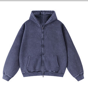 Sudaderas con Capucha y Cierre Completo para Hombre, Lisas, de Algodón 100%, Lavadas con Ácido, de Alta Calidad, Personalizadas al por Mayor - Product Image 3