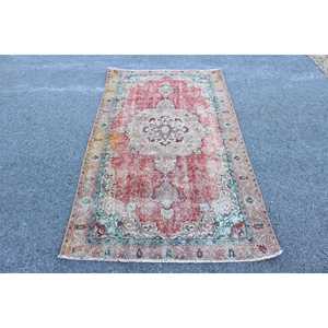 Tapis turc vintage 3,8 x 6,7 pieds, tapis d'intérieur, tapis en laine rouge - Product Image 1