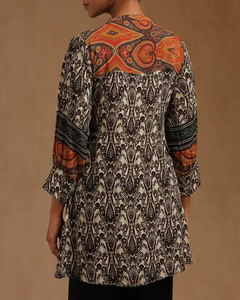 Multi Color impreso mujeres Kurta único indio y pakistaní ropa vestido mujeres con ajuste suelto negro étnico Casual diario Top - Product Image 3