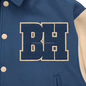 450 GSM laine lourde Varsity Jacket bleu Beige manches doublure douce personnalisé Chenille broderie école Style femmes Varsity Jacket - Product Image 6