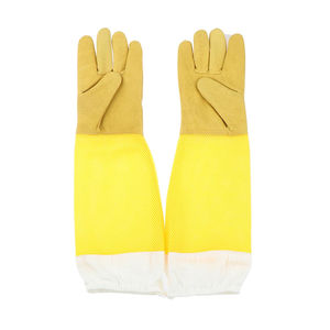 Venta caliente de guantes de apicultura de cuero de piel de cabra blanca, lona de manga larga, protección, precio barato, OEM/ODM disponible - Product Image 3