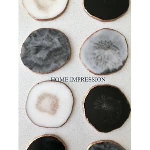 Handmade <b>Gold</b> and White Color Table Decoration Kitchen Coasters Superior Quality Different Shape Solid Marble <b>Placements</b> Coaster - Product Image 2