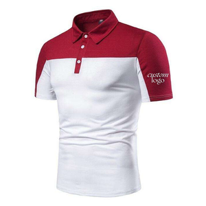 <b>Men's</b> Color Blocked <b>Polo</b> <b>Shirt</b> Short Sleeve Knitted Casual White <b>Red</b> Solid Design Button Front Regular Fit - Product Image 4