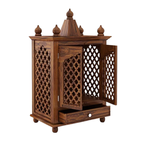 Solid Mango Wood Temple <b>Mandir</b> Wooden Prayer Temple Artisan Handmade <b>Mandir</b> Sacred Home Shrine Decor Living Room KA758 - Product Image 1