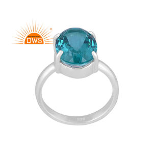 Meilleure qualité de double en argent sterling fin Santamaria Aquamarine Quartz Gemstone Bague empilable Fabricant de bijoux personnalisé - Product Image 1