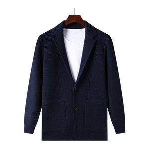<span class=keywords><strong>2025</strong></span> Новый брендовый мужской вязаный кардиган высшего качества шерстяной 5% в Корейском стиле приталенный Однотонный свитер куртка повседневная мужская мода - Product Image 3
