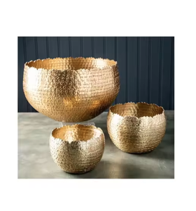 กระถางต้นไม้โลหะเคลือบทองสำหรับตกแต่งบ้านและสวน - Product Image 2