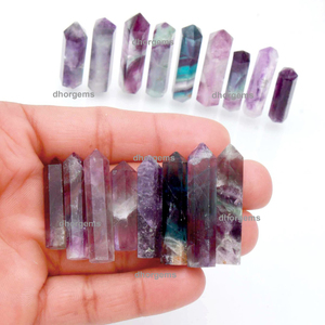 Puntas de Cristal de Fluorita Arcoíris, Torre de Cuarzo Natural de Doble Terminación, Curativa | Piedras Energéticas de Reiki para Meditación, Gemas Pulimentadas - Product Image 1
