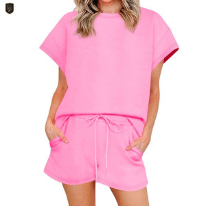 Conjunto de 2 Piezas para Mujer en Tela Suave Premium, Corte Regular, Estilo Casual para el Hogar, Cómodo para Uso Diario, Color Sólido - Product Image 1
