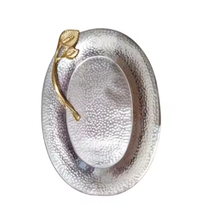 Plateau de service en nickel et plaqué or fait à la main personnalisé moderne en plateau de service de mariage personnalisé élégant de haute qualité - Product Image 1