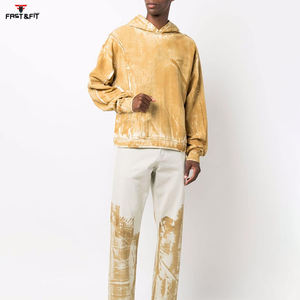 100% Cotton Heavy Weight Acid <b>Washed</b> Stonewashed Plain Dyed Eco-Friendly Fleece Pullover Hoodie for <b>Men</b> Winter - Product Image 2