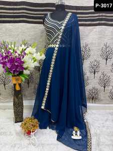 Vêtement traditionnel indien Faux Georgette matériel Lehenga Choli avec belle broderie feuille travail avec dentelle bordure Dupatta ensemble - Product Image 4