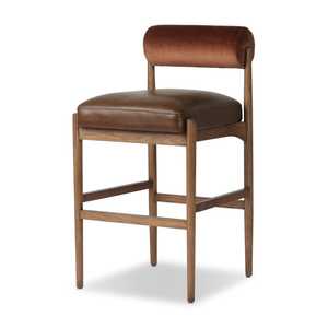 Modern Wooden Bar Chair With <b>Leather</b> Cushion Indoor Cafe Dining Chair Solid Wood Restaurant Hotel Seating Furniture - Product Image 2