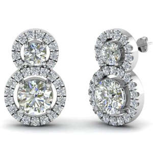 Pendientes de Plata de Ley con Diamantes de Moissanita Blancos Reales Vvs1 de 4 Ct, Calidad AAA+, Modelo Cus-Jew37 - Product Image 1