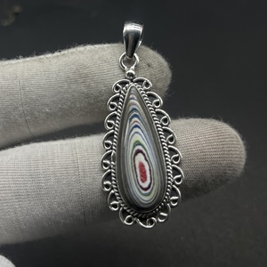 จี้เงินแท้ทรงไข่ฟอร์ไดต์ธรรมชาติทำด้วยมือเป็นเอกลักษณ์ทำด้วยมือจากผู้ผลิต925 - Product Image 1