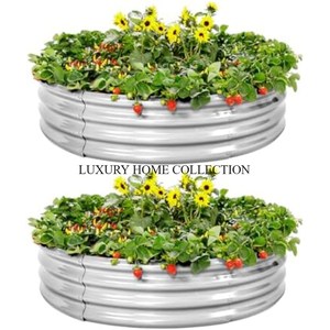 Bac à plantes de jardin galvanisé robuste pour planter des fleurs, des légumes et des herbes dans un décor rustique de style ferme - Product Image 5