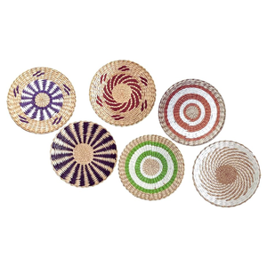 Décoration murale tissée ronde en jonc de mer au design Art déco personnalisable Artisanat du Vietnam Thème du Nouvel An chinois Salon Chambre à coucher - Product Image 1