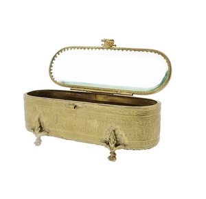 Boîte à bijoux en laiton et verre faite à la main de conception américaine Boîte à bijoux en verre et laiton antique de conception personnalisée exportateur en gros - Product Image 3