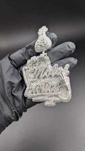 Colgante de lujo chapado en rodio con diamante de moissanita VVS de corte redondo en plata de ley 925 para uso diario. - Product Image 2
