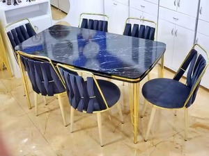 Ensemble de meubles de salle à manger 1 table et 6 chaises modernes et élégants, ajout élégant à la cuisine ou à la villa - Product Image 2