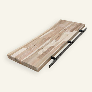 Estantes de madera de Acacia personalizados Estantería de pared decorativa de Acacia con herrajes de hierro Estantes colgantes modernos - Product Image 1