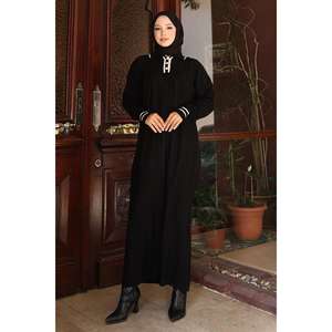 เดรสไหมพรมยาวทรงลำลองประดับกระดุมสีดำ ดีไซน์หรูหราทันสมัย ผลิตตามแบบ ODM ไซส์ XS ถึง 5XL พร้อมซิปตกแต่งและดีไซน์ผ่าข้าง - Product Image 3