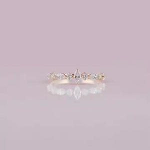 Anillo de compromiso de oro de moda para mujer con Marquesa cultivada en laboratorio y ajuste de bisel de diseño hecho a mano de diamante cortado para regalos de fiestas - Product Image 1