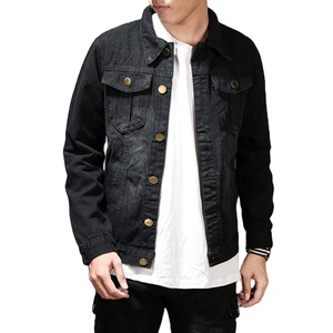 Chaqueta vaquera de algodón negra Vintage para hombre, ropa de calle de motocicleta, abrigo vaquero informal ajustado de Hip Hop, chaquetas y abrigos de mezclilla - Product Image 2