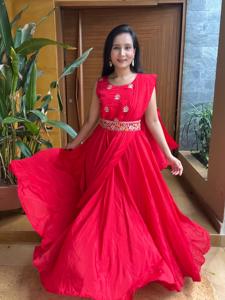 2024 verano nueva moda cuello redondo crepé rayón tejido Patchwork estampado Floral Casual niñas largo de talla grande hasta el suelo boda Formal - Product Image 5