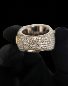 Luxury Custom Letter <b>Initial</b> Square Design Micro Pave VVS Moissanite Diamond Sparkling 925 Sterling Silver Rhodium Plated <b>Ring</b> - Product Image 6