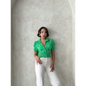 1 Bow Detail <b>Linen</b> Wholesale Shirt - [object Object] - Product Image 3